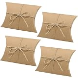 50 Piezas Caja de Regalo de Papel Kraft,Almohada Cajas de Regalo,Cajas de Almohadas Favor Boda,con 50 Cuerdas de Yute,para Regalos de Boda,Suministros para Fiestas de Cumpleaños,Baby Shower(Marrón)