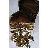 Maritimer Sextante de latón en messingbeschlagener Caja de madera Nostalgie decorativa