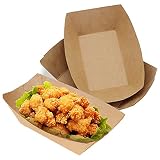 50 Piezas Caja de Ensalada, Cuencos de Cartón, Caja de Papel para Almacenar Comida, Bandejas de Cartón Kraft, Resistente al Agua y al Aceite, Apto para Snacks, Patatas Fritas, Ensaladas