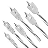 6pcs Brocas Madera Pala Broca Madera 10mm 12mm 16mm 18mm 20mm 25mm Brocas de Pala para Madera Acero Al Carbono Puntas Planas de Paleta para Trabajar La Madera