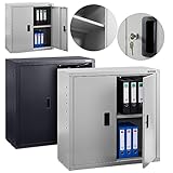 Arebos Archivador Armario de Oficina |Armario de Almacenamiento | Armario de Suministros | 4 estantes de Altura Ajustable | 180 x 90 x 40 cm | Acero | Juego de Ruedas giratorias