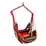 ACELEY Silla de Hamaca con 2 Almohadas, sin Palo de Madera, sillas de jardín Colgantes Interiores y Exteriores, para jardín, terraza, balcón, Sala de Estar, Silla giratoria