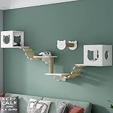 QJM Árbol para Gatos De Madera - Escalera para Gatos, Montado En La Pared con Estantes De Escalones para Trepar, Centros De Actividades para Gatos, Muebles De Juego para Mascotas