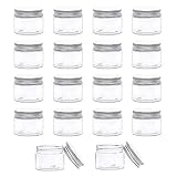 BENECREAT 18 Pack 40ml Cajita de Almacenamiento de Plástico Pet Transparente con Tapas de Rosca de Aluminio, Etiqueta Adhesiva para Cosméticos, Manualidades de Bricolaje, Cuentas, Dulces