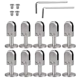 PHASFBJ Abrazadera De Vidrio De 10 Piezas con Postes Ajustables De Acero Inoxidable 304, Casa Barandilla Balcón Piscina Escaleras del Jardín De Vidrio Valla Abrazadera,A,60mm