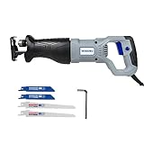 WORKPRO Sierra Sable 0-2800 RPM 710W/220-240V/50Hz Profundidad Madera 115mm/ Metal 4mm Carrera de Hoja 20mm con 4 Cuchillas de Cambio Rápido Sin Herramienta
