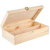 Creative DECO Caja Madera Vino para Decorar | 2 Botellas | 35 x 20 x 9,5 cm | Tapa y Bisagra | Divisores Extraíbles | Perfecta para Regalo Decoupage Almacenamiento Decoración Manualidades