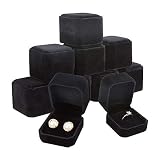 BENECREAT 10 Pack Caja de Anillo Negra Caja de Regalo de Terciopelo Envase Superior de Joyería para Muestra, Compromiso, Boda 54.5x49.5x41.5mm