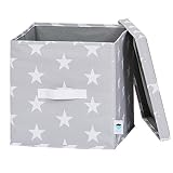 Store IT – Caja organizadora – Caja de almacenamiento con tapa – Caja grande plegable con funda de tela para armario – Cuadrada 30 x 30 x 30 cm – Compatible con IKEA Kallax – gris claro
