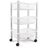 Carrito cocina con ruedas auxiliar carrito frutas y verduras organizador frutero carro verdulero modernos Plastico de uso Rudo - Blanco