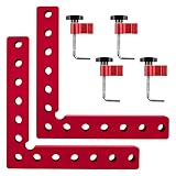 Brynnl 2 cuadrados de posicionamiento de 90 grados, abrazaderas de ángulo recto con 4 abrazaderas, herramienta de carpintería de abrazadera de esquina tipo L de aleación de aluminio (5.5 'x 5.5')