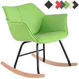 Silla Mecedora Polo Tapizada en Cuero PU I Sillón Balancin Nórdico I Butaca Mecedora Acolchada con Pies de Metal & Base de Madera I Color:, Color:Verde Claro, Color del Marco:Natura