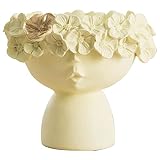 Jarrones Florero De Resina Niña con Florero Amarillo Dorado En Forma De Cabeza Florero Soporte De Flores Secas Decoración del Hogar Decoración De Oficina Estatua De Arte De Escritorio