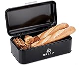 vancasso Caja de Pan, 40.5 x 22.5 x 16.5cmPanera Retro para Guardar el Pan, Recipiente para Almacenar Pan con Tapa Diseño Vintage para Hogar (Negro)