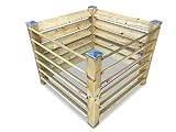 GartenDepot24 Compostador de madera con 4 tapas galvanizadas, 100 x 100 x 80 cm, aprox. 650 L