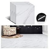 VEELIKE Baldosas autoadhesivas para pisos de mármol blanco Etiqueta de piso Renovación de pisos Cocina Baño Decoración Película Impermeable Antiincrustante 30cm × 30cm 12 Piezas