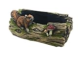 ELENANO Macetero suculenta Decorativo de Animales Tronco Ardilla Interior Exterior 25cm Adorno Moderno Cemento