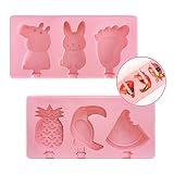 Focusynn 2 Moldes para Helados con formas. Moldes Reutilizable de Silicona con Tapa Antiderrame. Moldes de Polos con 6 Palitos de Plástico. Fáciles de Desmoldar (Modelo 1)