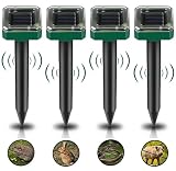 Repelente de Topo Solar, Molbory 4 Piezas Ahuyentador de Topos Ultrasonidos, IP65 impermeable Repelente Ratones para Jardin y Cámping,Anti Ratóns, Serpientes, Piojos, Cucarachas