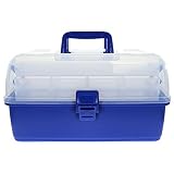 Caja de Pesca con 3 bandejas voladizas para Almacenamiento de Aparejos de Pesca (Azul)