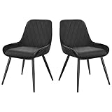 ELIGHTRY Sillas de Comedor con Respaldo Patas Metal Sillas Diseño Nórdico en Terciopelo Sillas Salón Silla de Oficina Sillas de Cocina Set de 2 Piezas Negro