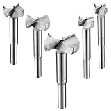 5 Piezas Brocas Forstner en Aleación para Madera, Broca Fresadora Diámetros 15/20/25/30/35mm, Taladro de Madera Acero al Tungsteno hole Saw Cortador Herramientas
