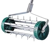 UPP Rodillo aireador de césped de Acero I Rodillo de jardín para oxigenar el césped I Rodillo con púas para airear el césped I aireador de césped de Acero con Pinchos (42 x 21 cm, Mango 110cm)