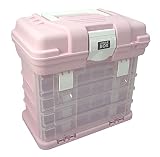 Lunar Box, Estuche de almacenamiento con 4 cajones extraíbles claros y ajustables de múltiples compartimentos, caja de manualidades y de costura (Rosa)