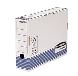 Bankers Box 00237 - Pack de 10 cajas de archivo definitivo automático, folio, lomo 80 mm, blanco y azul