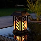 Festive Lights - Farol de jardín (funciona con energía solar, efecto parpadeante, LED ámbar, 17,5 cm).