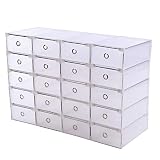 Samger 20 Unids Caja de Almacenamiento de Zapatos Apilable Plegable Plástico Holder Armario Caja Organizador Transparente Cajón Claro