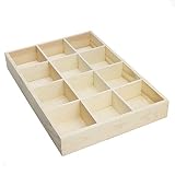 RUBY-Organizador Caja de almacenamineto Madera para joyerias Anillos Pulsera Collar Pendientes Caja de Madera Almacenamiento de Joyas con (12 Compartimentos)