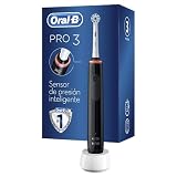Oral-B Pro 3 3000 Cepillo Eléctrico de Dientes + 1 Mango con Sensor de Presión Visible, 1 Cabezal de Recambio, Negro y Blanco, Diseñado por Braun