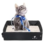OMEM Caja de Arena Portátil Plegable para Viajes en Seco y Húmedo para Gatos. Impermeable y Plegable, Fácil de Llevar para Viajes (Pequeño, Negro)