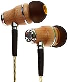 Symphonized NRG 2.0 Premium Auriculares de Madera auténtica con Aislamiento de Ruido, Auriculares con Cable de tecnología de blindaje innovadora y micrófono (Oro)