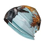 MSJS Gorro unisex de punto para hombre y mujer, diseño de burro, blanco y negro