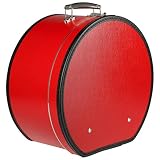 Lierys Sombrerera redonda y roja - Aprox. 40 cm x 21 cm - Caja para sombrero grande de piel sintética - Con asa y cierre - Caja para sombrero - También como decoración para el piso