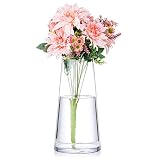 Florero De Vidrio Moderno, Florero De Cristal Transparente, Centros De Mesa para La Oficina En El Hogar Decoración Moderna Sala De Estar De Comedor, Transparente, Altura De 28 Cm