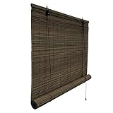 Victoria M. Persiana de Bambú, Estor Enrollable en Bambú para Interiores, Protección Solar y Privacidad, para Ventanas y Puertas, Marrón Oscuro, 80 x 160 cm