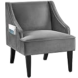 Yaheetech Sillón de Salón Sofá Individual Terciopelo Silla Tapizada Gris para Dormitorio Sala de Estar Comedor Butaca Moderna