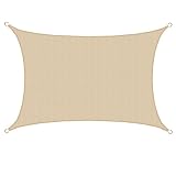 AMANKA Toldo UV - 6x4 HDPE Vela de Protección Solar Rectangular - Techo para Balcón Jardín Beige