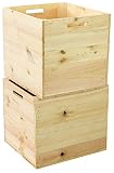 Kistenkolli Altes Land - Juego de 2 cajas de madera compatibles con todas las estanterías de Kallax y Expidit, cajas de vino, cajas de frutas, dimensiones 33 x 37,5 x 32,5 cm, naturaleza