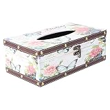 YARNOW Cubierta de La Caja de Pañuelos de Mariposa Soporte de Tejido Vintage de Madera Rectangular Decorativo Caja de Pañuelos Dispensador de Caja de Servilletas