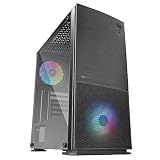 MARSGAMING MC220, Caja Gaming ATX, 2 Ventiladores FRGB, VentanaRejillas, Negro