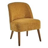 Sillón Mostaza butaca de Chenilla y Madera tapizado de 52x58x71 cm - LOLAhome