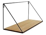 Frank Flechtwaren Serie de 2 estantes de pared, diseño simple y moderno, metal lacado negro mate, tabla de madera con grano natural