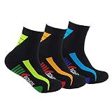 Calcetines (3 Pares) de RUNNING, CICLISMO, TENIS, PADEL,… Calcetines SIN COSTURAS unisex con puntera y talón reforzados. Calcetines de deporte anti-rozaduras y con gomas anti-presión. (Única, Negro)