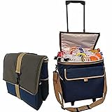 BE COOL Nevera Plegable con Ruedas 30 litros Carro térmico, Azul/Beige, 30L