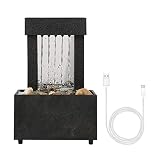 DASNTERED Cascada de Fuente de Escritorio Interior, Fuente de Agua de Mesa con luz LED, para decoración de Escritorio de Dormitorio de Oficina en casa