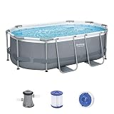 BESTWAY 5614A - Piscina Desmontable Tubular Power Steel Oval 305x200x84 cm con Depuradora Cartucho 1.249 L/H